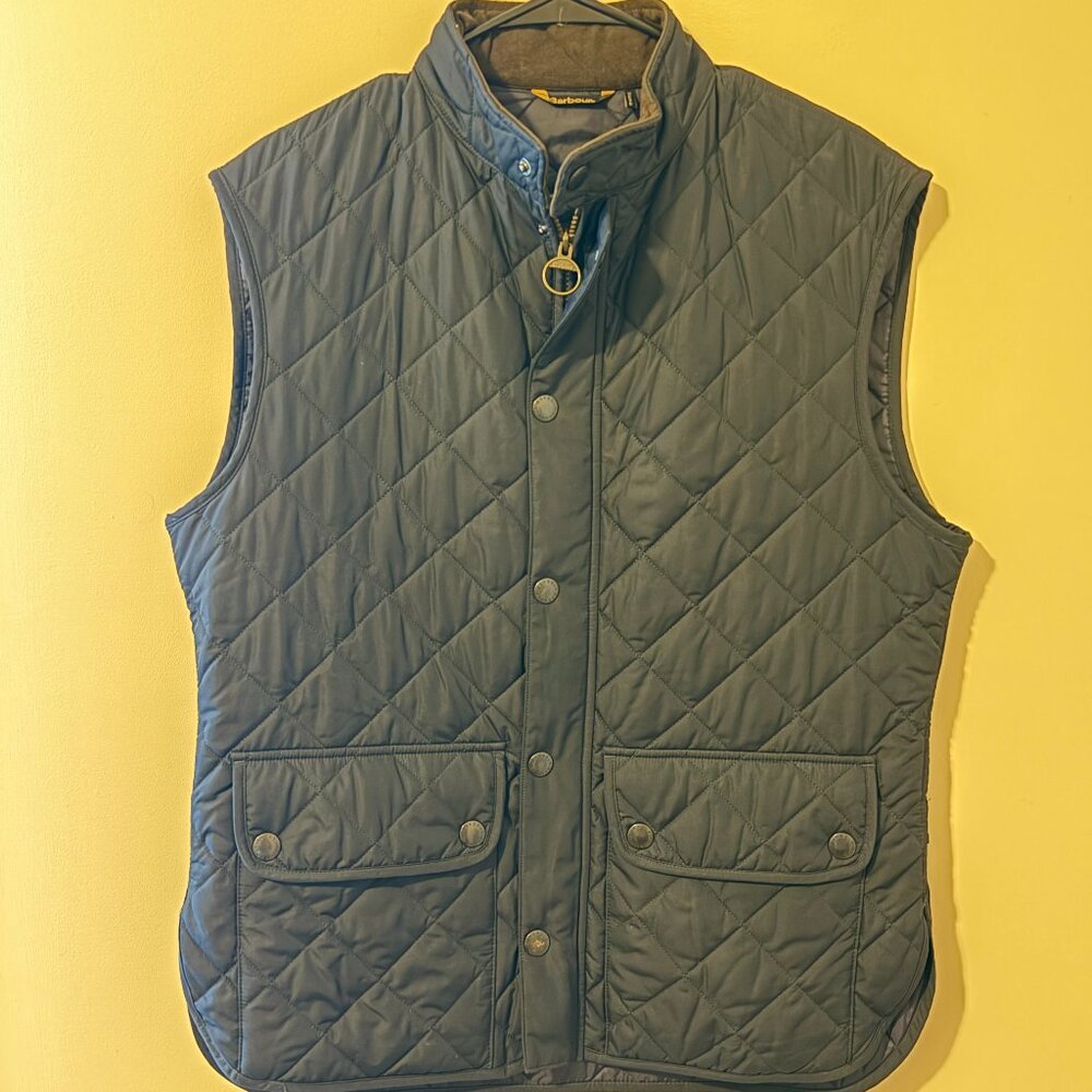 Barbour Navy Quilted Gilet Vest - Medium